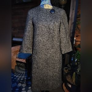 Valette Wool Tweed Pea-Coat Long Winter Jacket Size Xtra Small